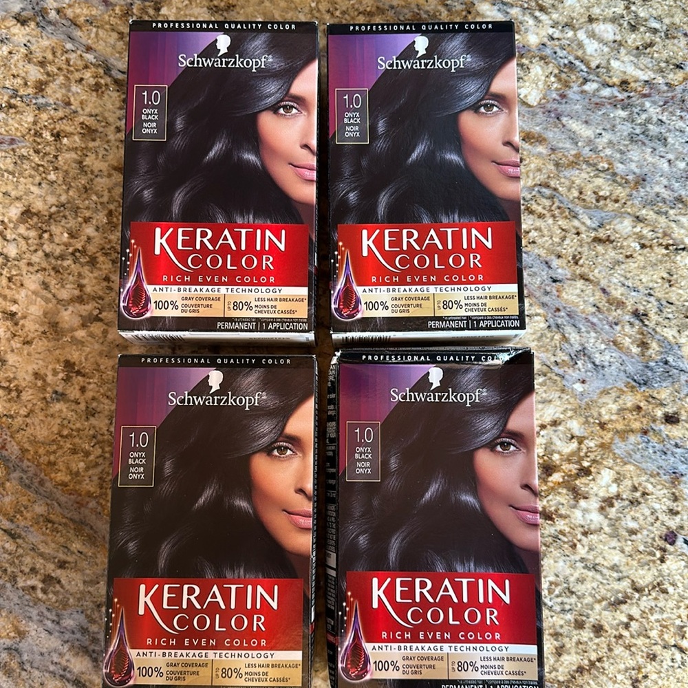 Schwarzkopf keratin color onyx black BRAND NEW (4) boxes